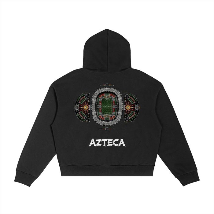 HERITAGE AZTECA Contrast Plaid Boxy Zip Hoodie - Black - alternate product image