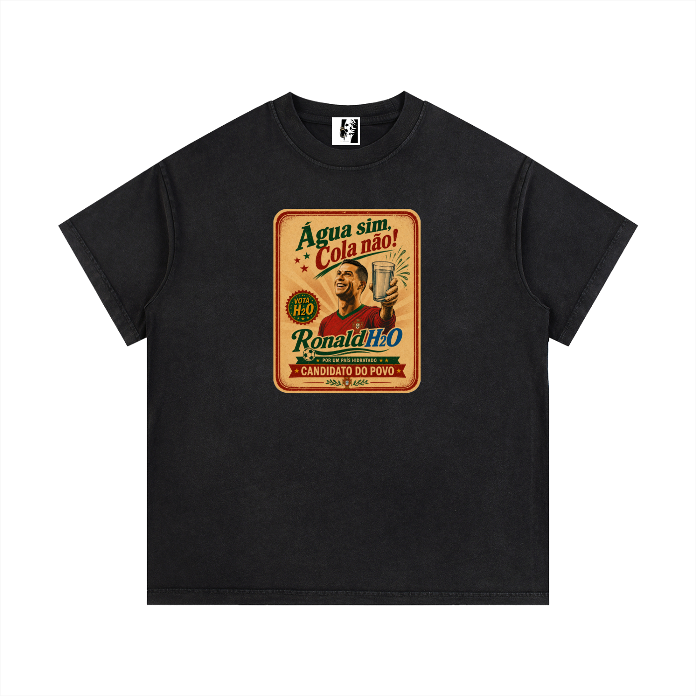 INFLUENCE Vintage Wash Cotton T-Shirt - Black - front product image